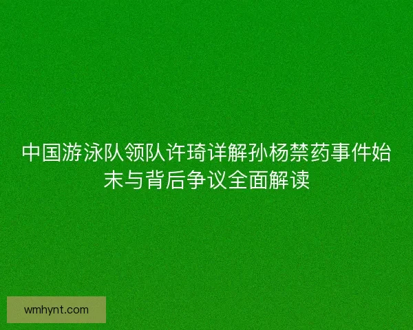 中国游泳队领队许琦详解孙杨禁药事件始末与背后争议全面解读 中国游泳队领队许琦详解孙杨禁药事件始末与背后争议全面解读