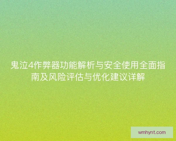 鬼泣4作弊器功能解析与安全使用全面指南及风险评估与优化建议详解